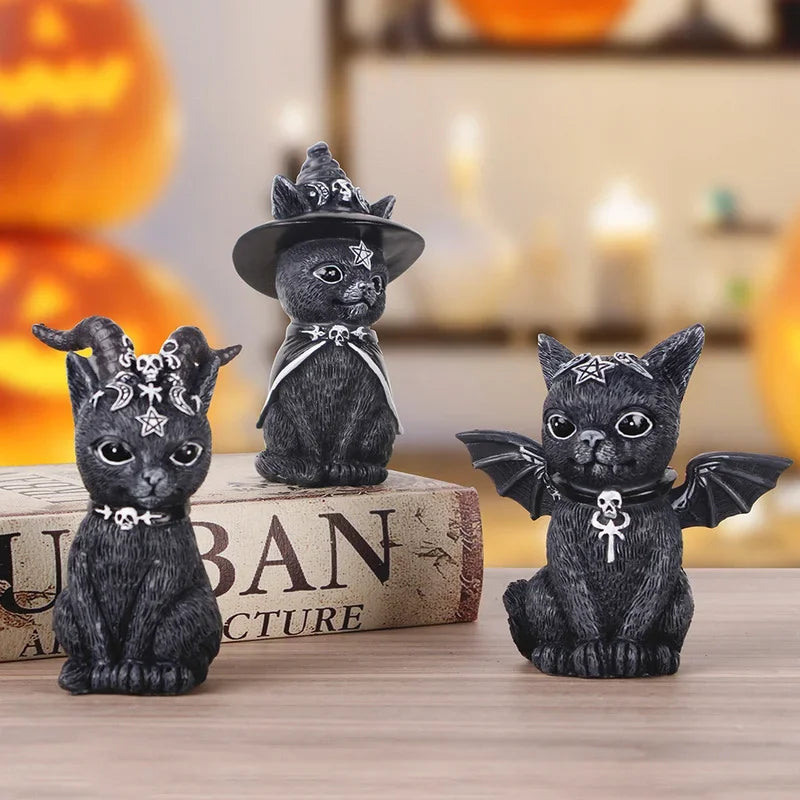 Garden Witch Cat Sculptures