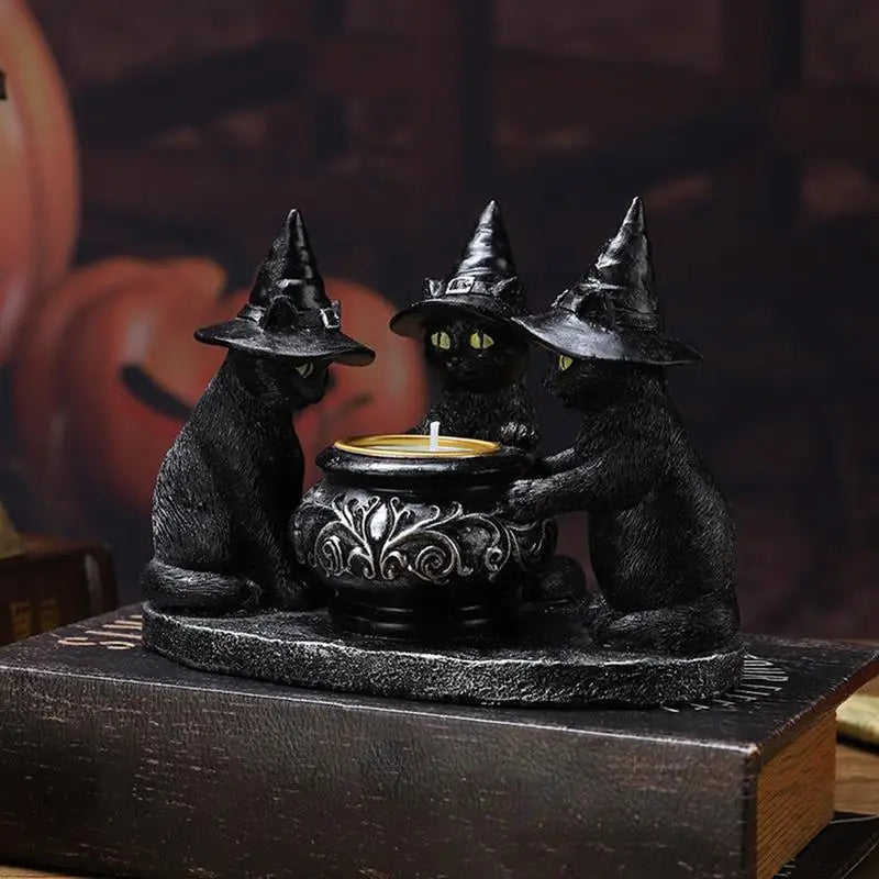 Gothic Cat Candle Holder