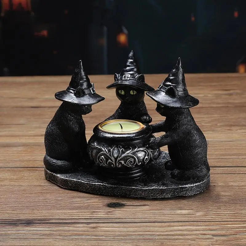 Gothic Cat Candle Holder