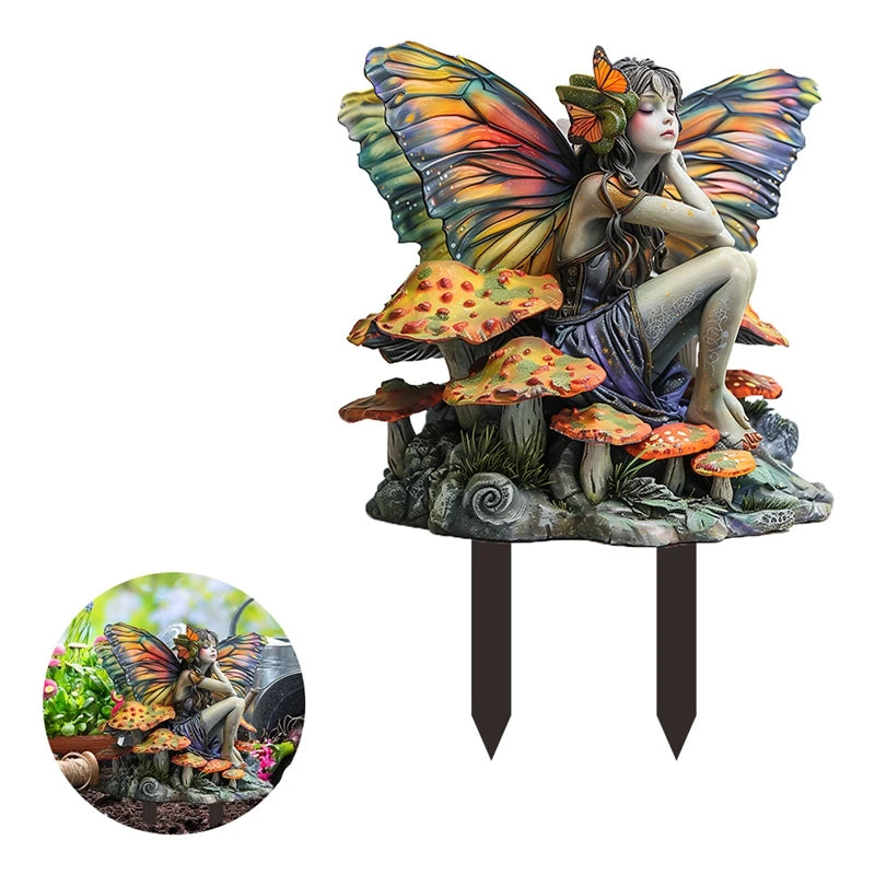 Mushroom Fairy Garden Stakes