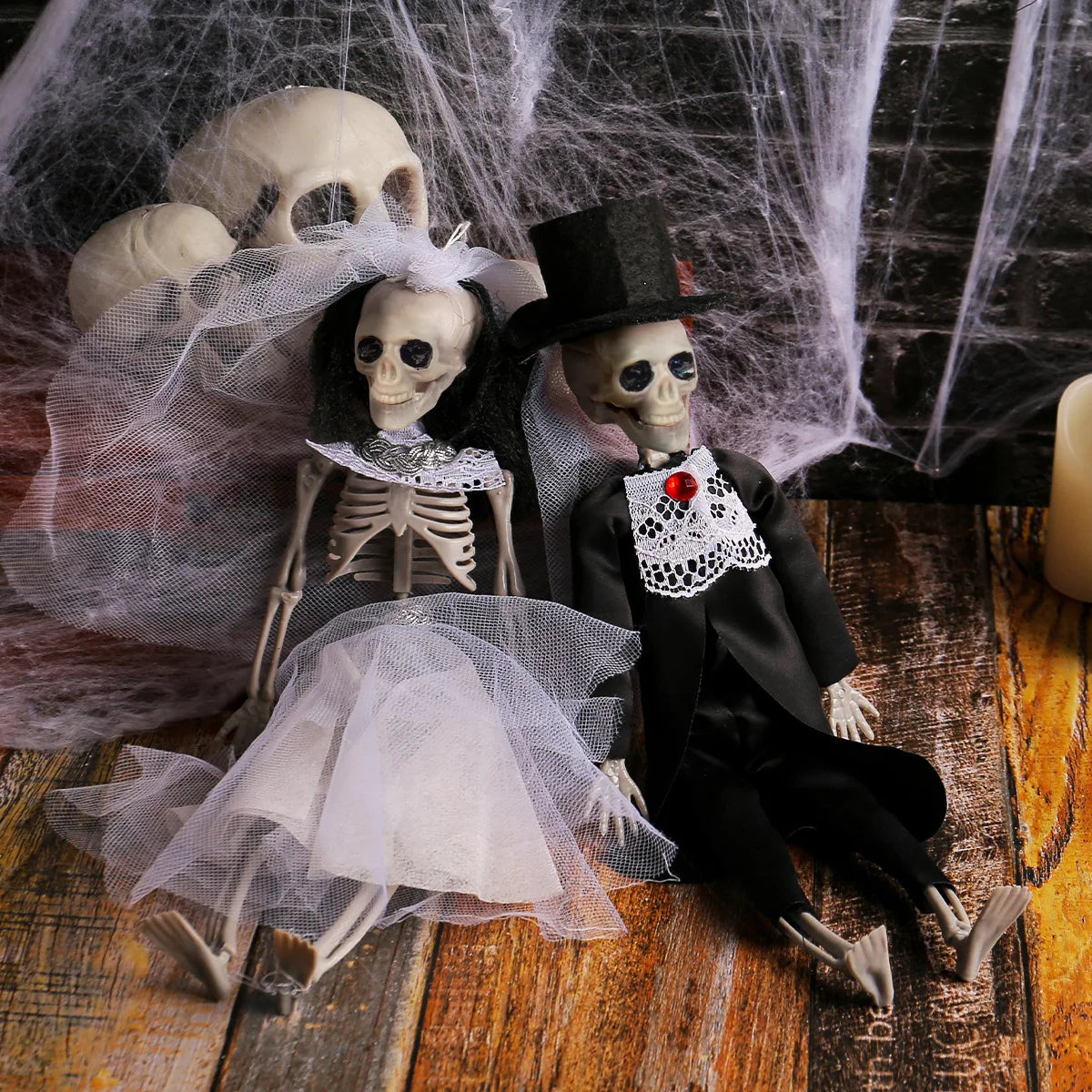 Bride and Groom Skeleton Figures