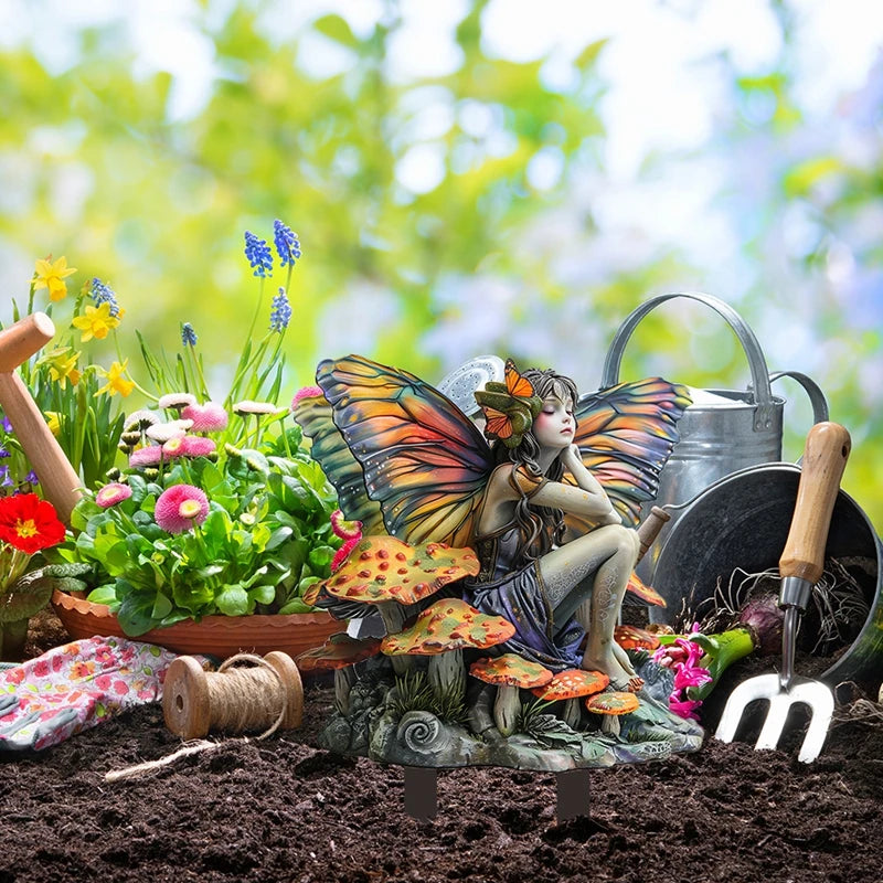 Mushroom Fairy Garden Stakes