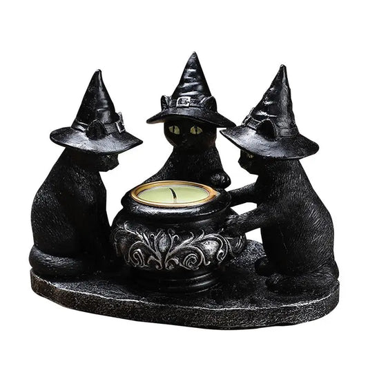 Gothic Cat Candle Holder