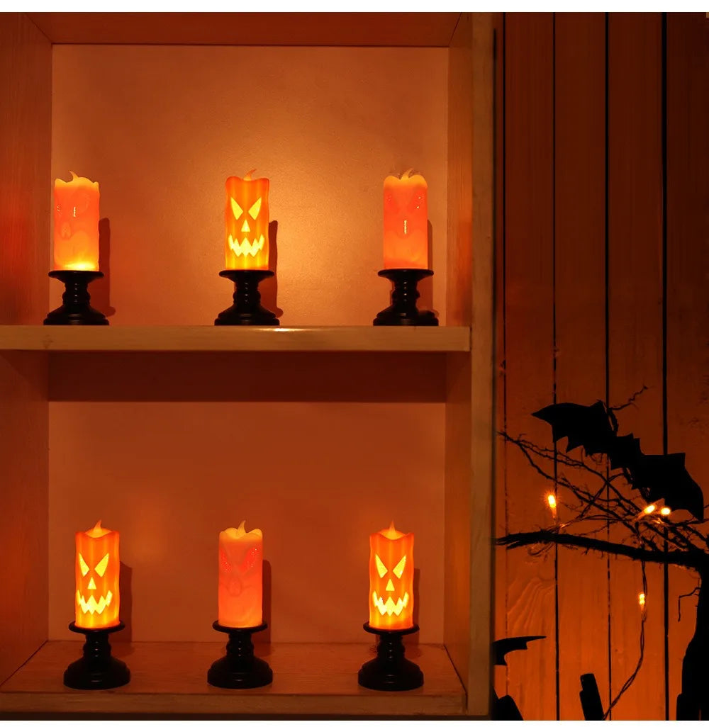 Pumpkin Skull Candles