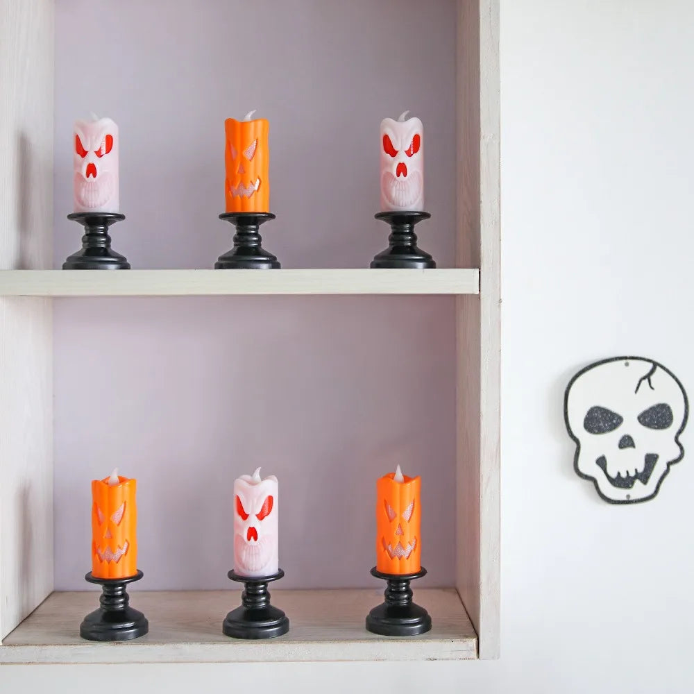 Pumpkin Skull Candles