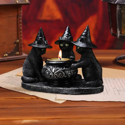 Gothic Cat Candle Holder