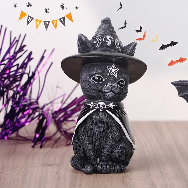 Garden Witch Cat Sculptures