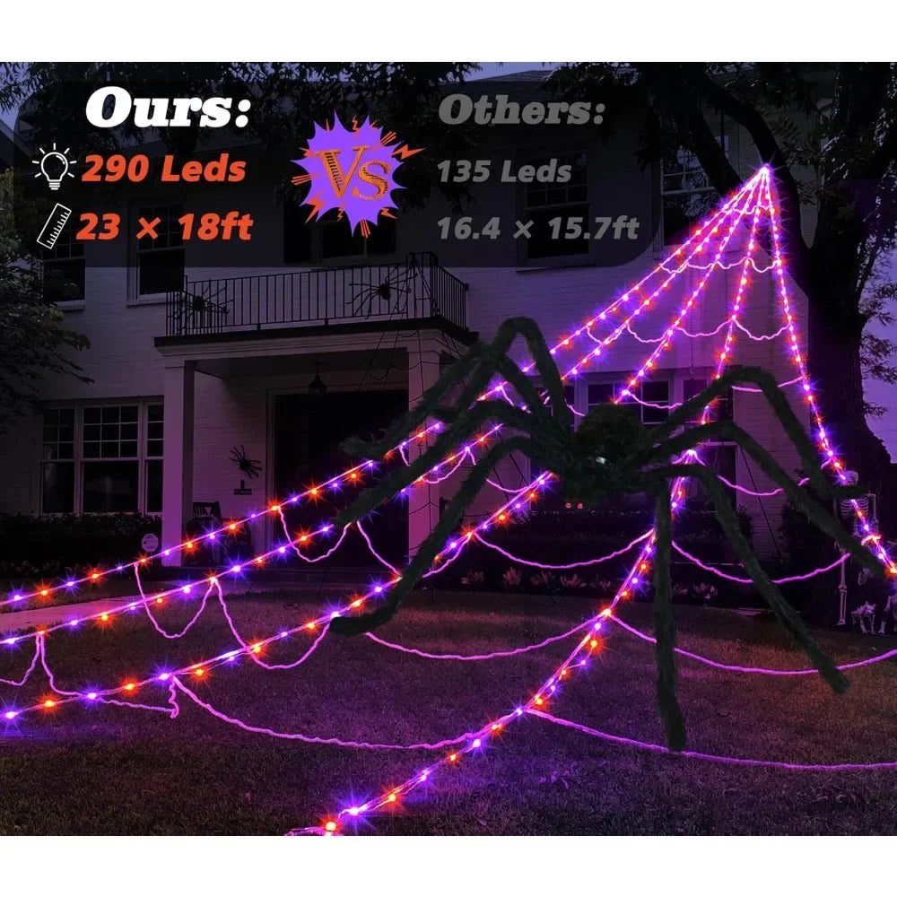 LED Spider Webs with Large Spider