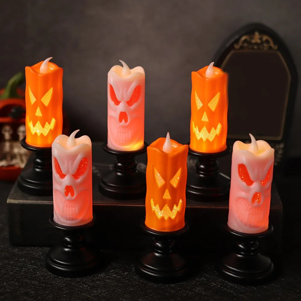 Pumpkin Skull Candles