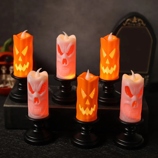 Pumpkin Skull Candles