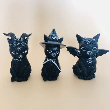 Garden Witch Cat Sculptures